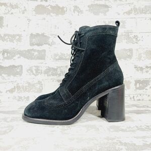 NEW Jeffrey Campbell Scenes Brogue Zip Black Suede Lace Up Ankle Boots i352